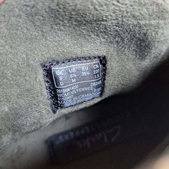 Clarks Breeze Glacier Faux Shearling Ankle Boots Women's Sz 5.5 M Dark Olive - Picture 9 of 9